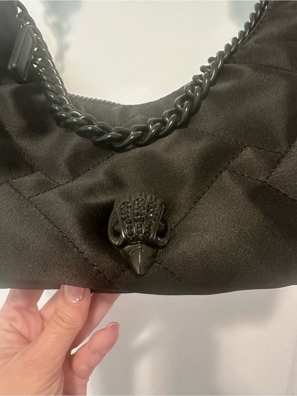 Kurt Geiger Black Quilted Shoulder Bag with Chain and Crossbody Adjustable Strap - Picture 6 of 11